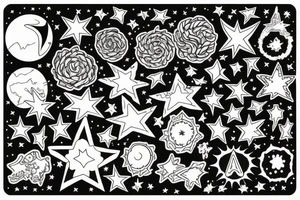 square and psychedelic starry sky tattoo idea