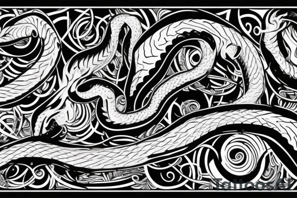 twin cobras with entangled tails tattoo idea