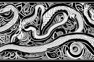 twin cobras with entangled tails tattoo idea