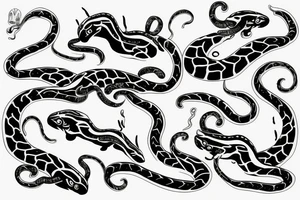 twin cobras with entangled tails tattoo idea