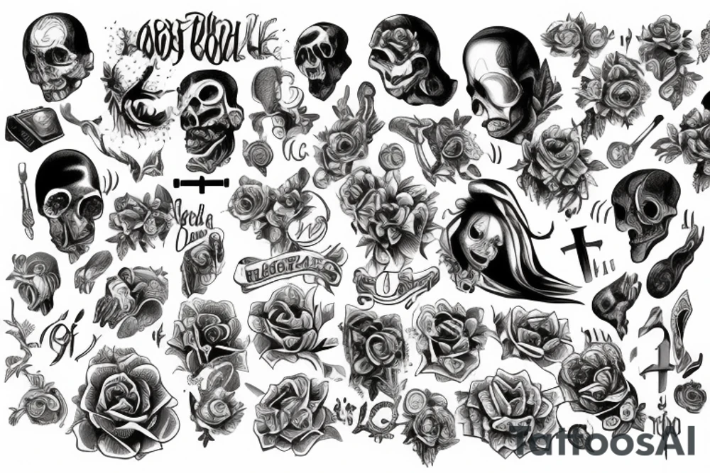 Prison, money, dead, born, god, life, good and evil, color, tattoo idea