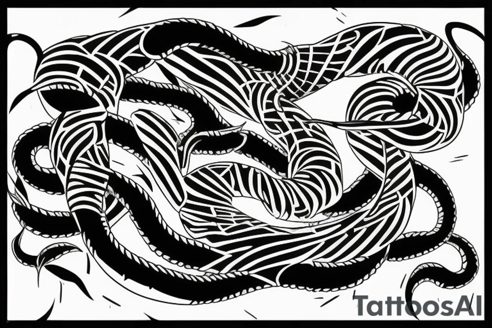 twin cobras with entangled tails tattoo idea