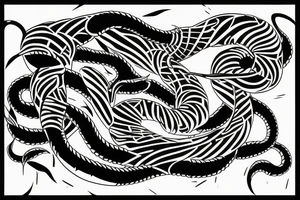 twin cobras with entangled tails tattoo idea