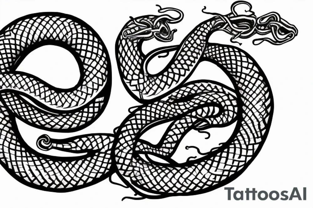 twin serpents with entangled tails, symbolic for chaos and order tattoo idea