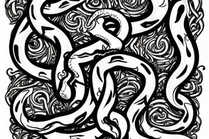 twin serpents with entangled tails, symbolic for chaos and order tattoo idea
