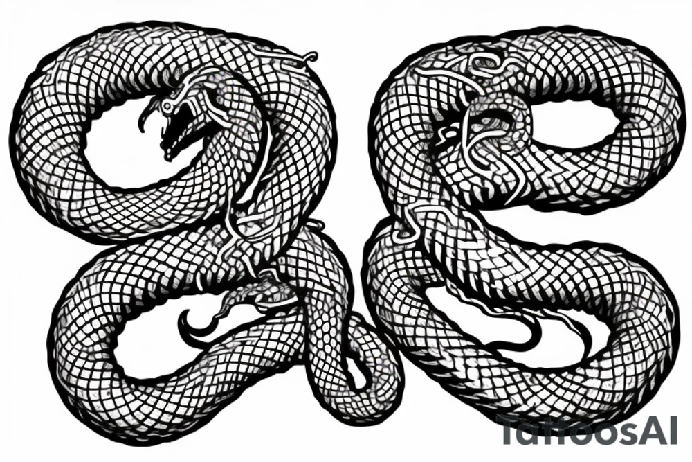 twin serpents with entangled tails, symbolic for chaos and order tattoo idea