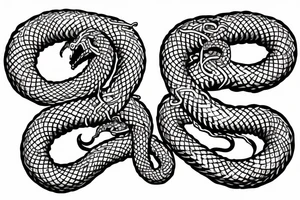 twin serpents with entangled tails, symbolic for chaos and order tattoo idea