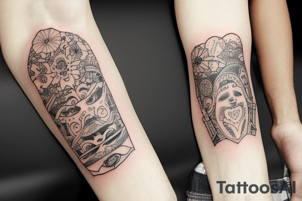 armsleeve tattoo with story tattoo idea