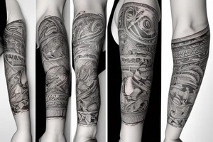 armsleeve tattoo with story tattoo idea
