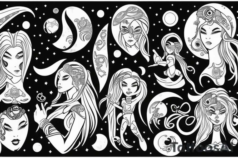 moon girl tattoo idea