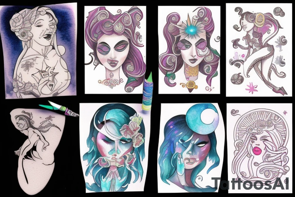 moon girl tattoo idea