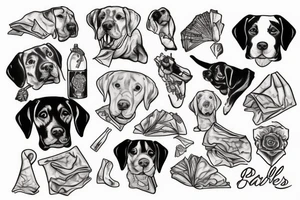 Labrador eating tissues tattoo idea