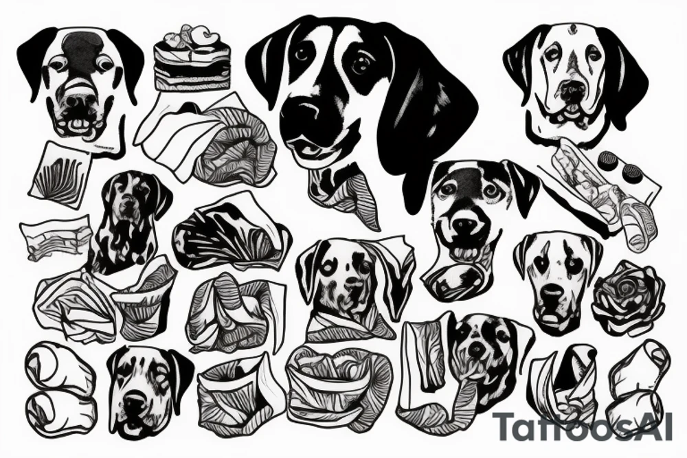 Labrador eating tissues tattoo idea