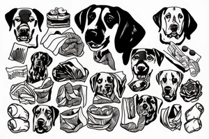 Labrador eating tissues tattoo idea