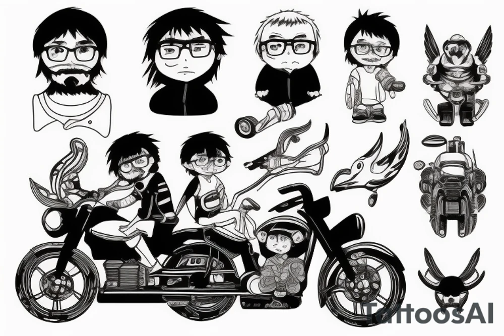 Father and son on a motorcycle tattoo idea