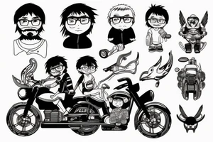 Father and son on a motorcycle tattoo idea