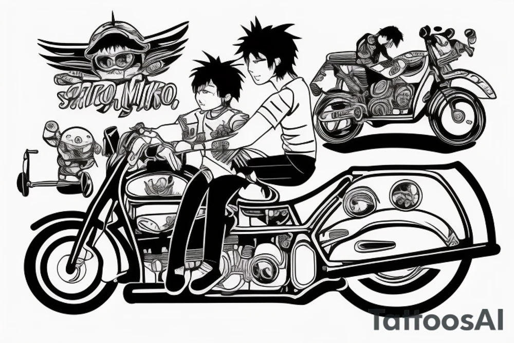 Father and son on a motorcycle tattoo idea