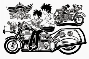 Father and son on a motorcycle tattoo idea