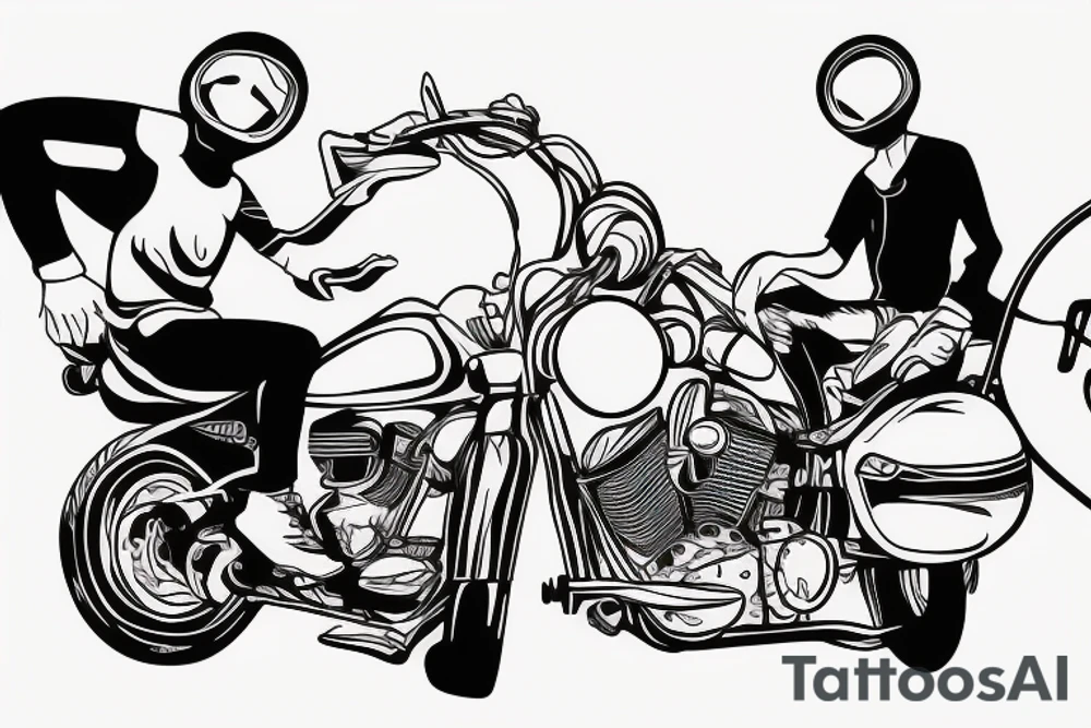 Father and son on a motorcycle tattoo idea
