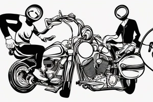 Father and son on a motorcycle tattoo idea