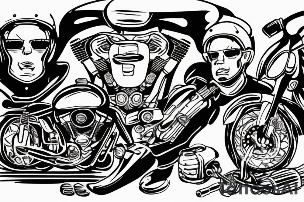Father and son on a motorcycle tattoo idea