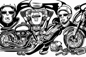 Father and son on a motorcycle tattoo idea