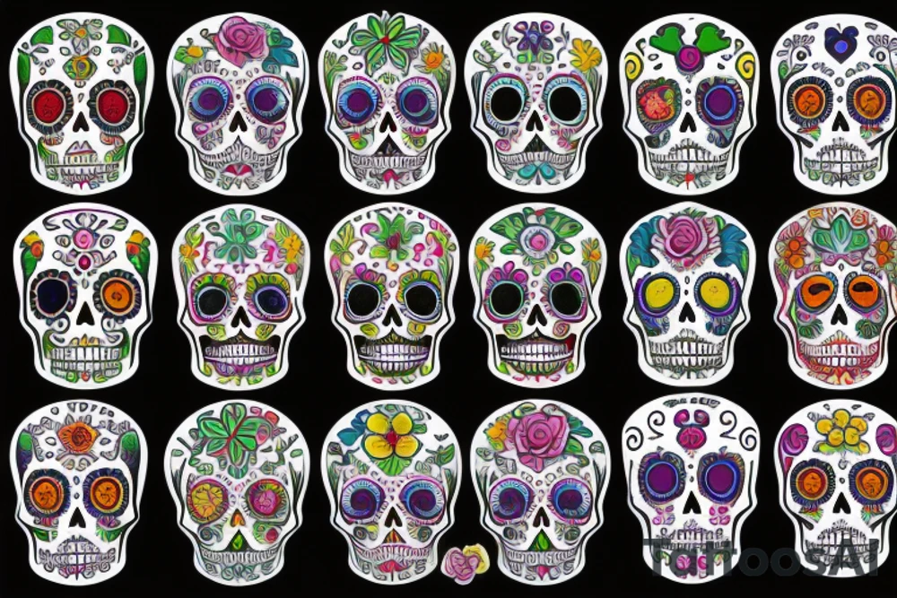 diracs equation with an atom element done in the day of the dead style tattoo idea