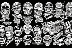 Old school, biker, chopper rider with two wheels tattoo idea