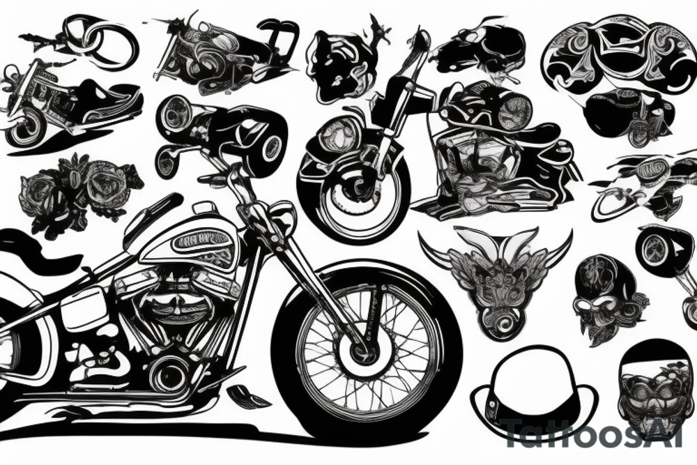Old school, biker, chopper rider with two wheels tattoo idea Old school, biker, chopper rider with two wheels tattoo idea