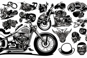 Old school, biker, chopper rider with two wheels tattoo idea