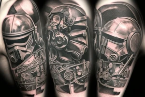 Arm Sleeve with videogame references (e.g. Xenogears, Final Fantasy 7, Chrono Trigger, Star Wars, Gears of War, Legend of Zelda, Celtic Armor) tattoo idea