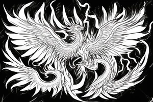 A flaming phoenix with wings spread battles a serpentine dragon tattoo idea