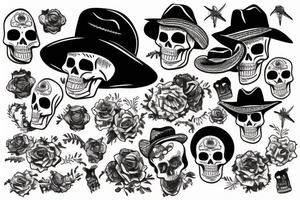 skeleton with cowboy hat tattoo idea