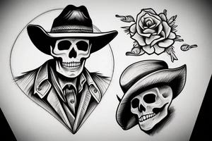 skeleton with cowboy hat tattoo idea