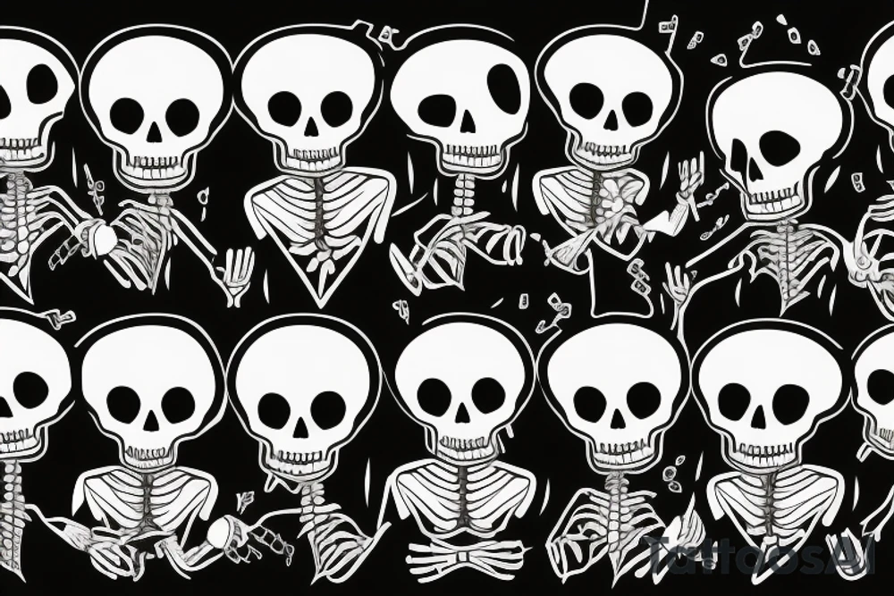 skeleton wearing a suit, playing an electric guitar tattoo idea