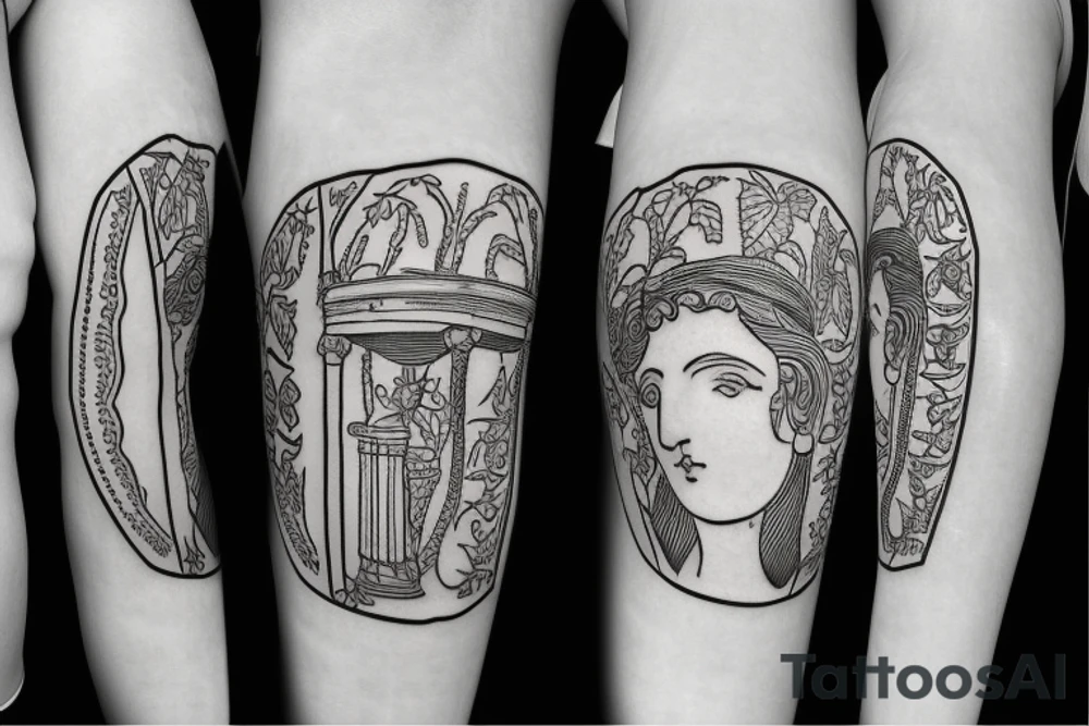 ancient greek vase with simple plants in it tattoo idea