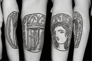 ancient greek vase with simple plants in it tattoo idea