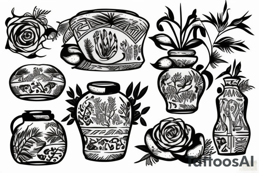greek vase with plants tattoo idea