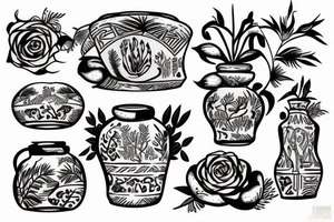 greek vase with plants tattoo idea