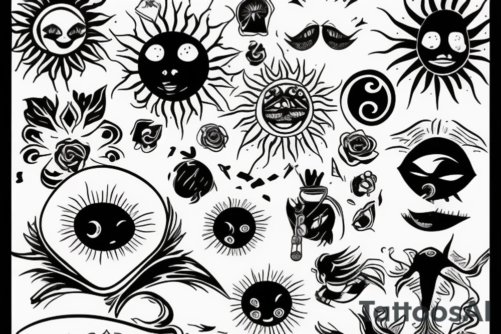 sun with 10 line tattoo idea