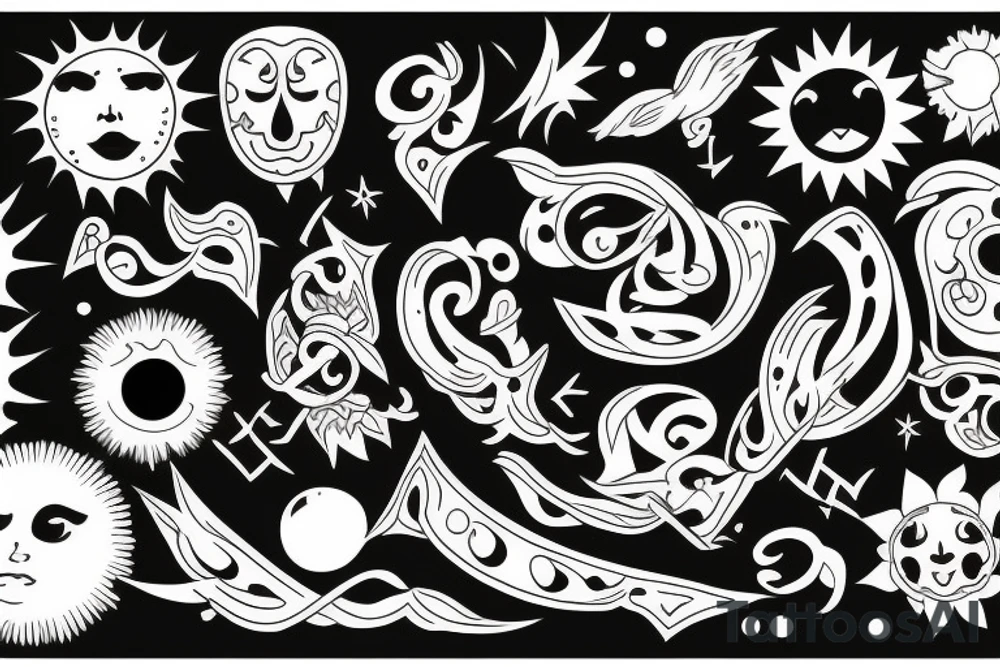 sun with 10 line tattoo idea