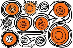 An orange circle with rays going out to all sides, the circle could have details like flames or lightning tattoo idea