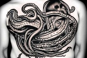 octopus enveloping a viking ship tattoo idea