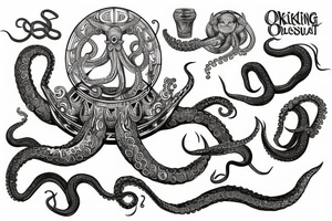 octopus enveloping a viking ship tattoo idea