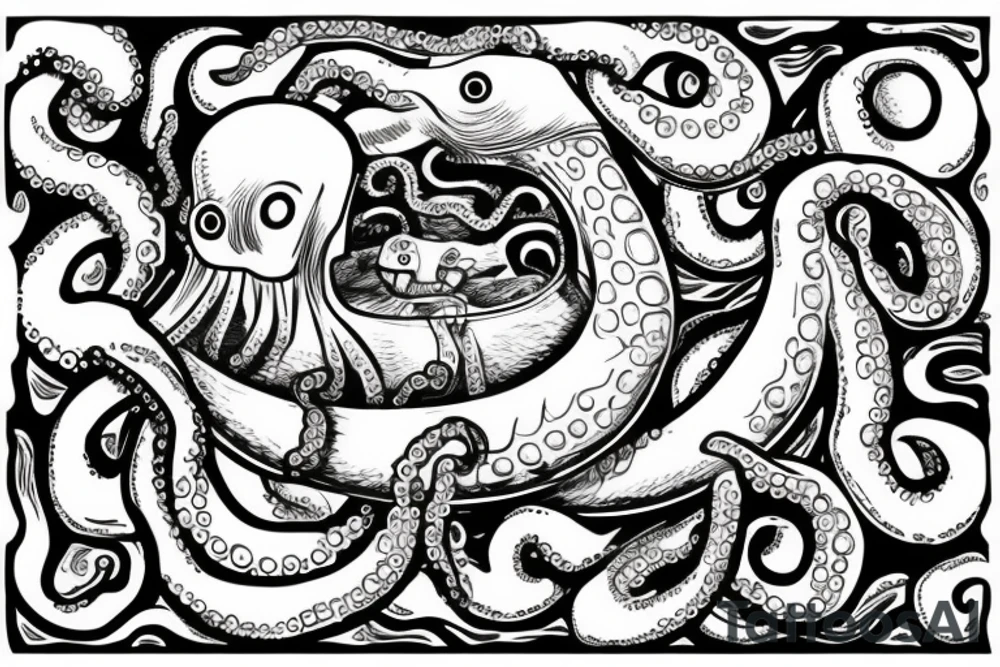 octopus enveloping a viking ship tattoo idea