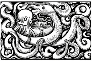 octopus enveloping a viking ship tattoo idea