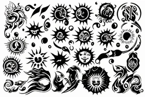 Sun with flames tattoo idea