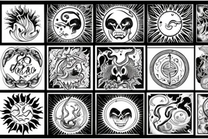 Sun with flames tattoo idea