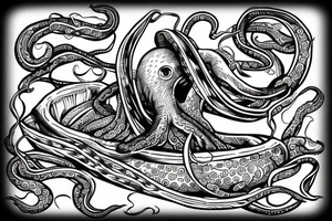 octopus enveloping a viking ship tattoo idea