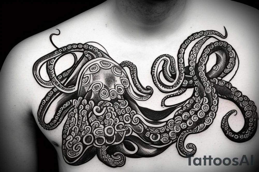 octopus enveloping a viking ship tattoo idea